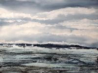 Meeresrauschen, Aquarell-Collage 2019, 56x76cm